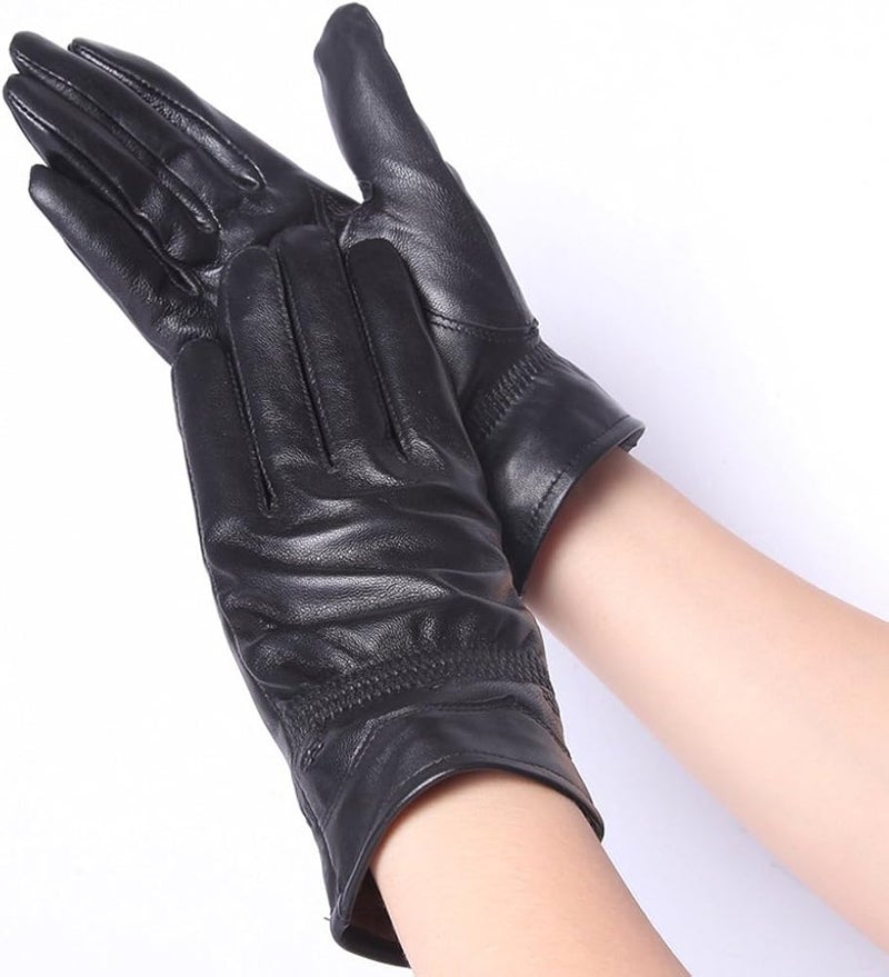 woobles Women's Leather Gloves Thermal Lining Driving Motocycle Biker Glove - Image 2